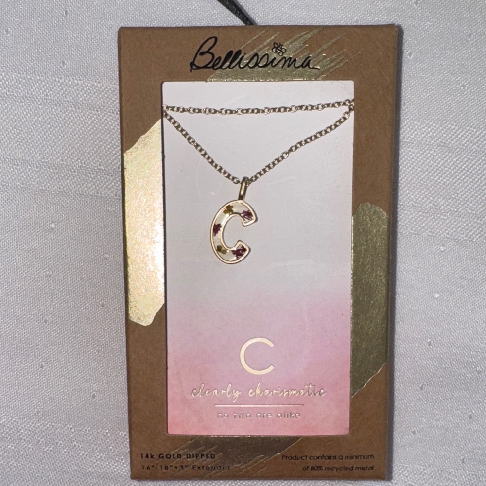 Bellissima Gold and Pink Initial Necklace